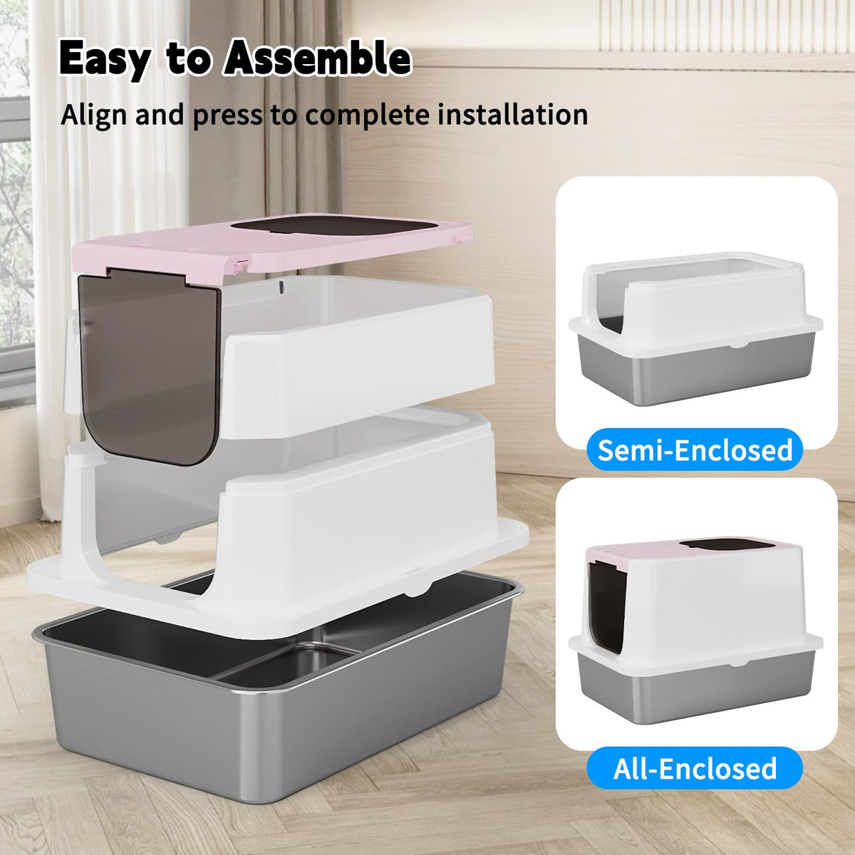 Stainless Enclosed High-Sided Covered Litter Box K651250