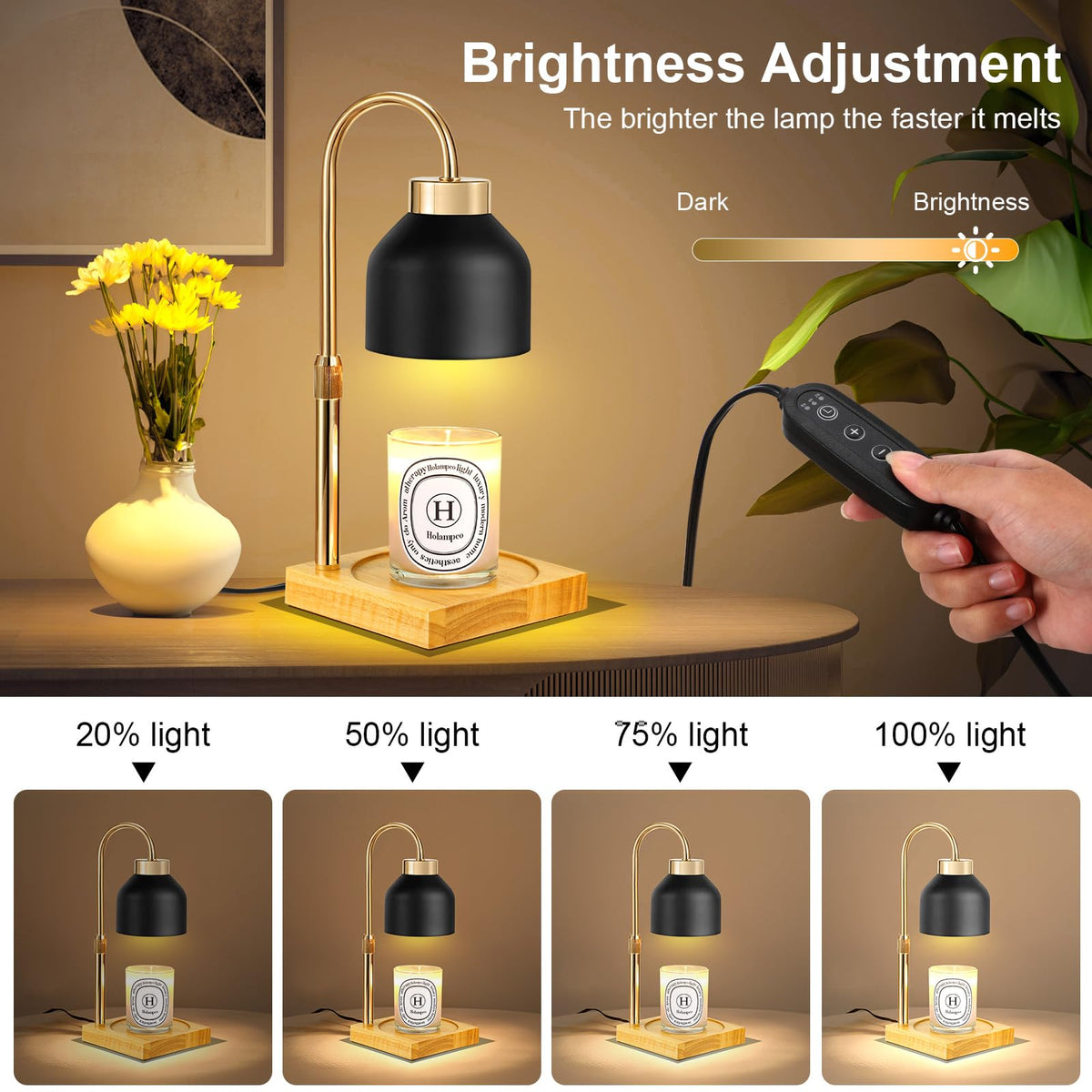 Adjustable Dimmable Electric Candle Warmer Lamp with Timer K9387