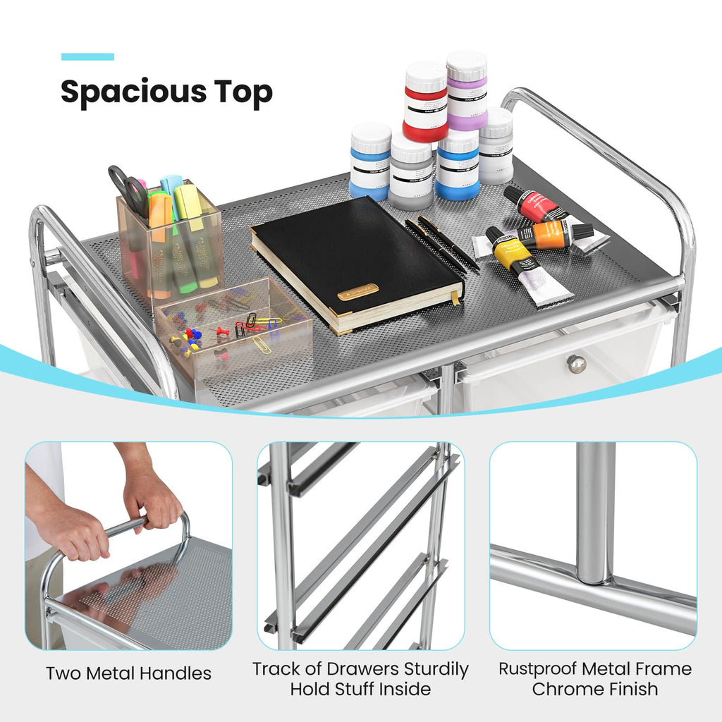 10 Drawer Rolling Storage Cart with Metal Frame Q9158