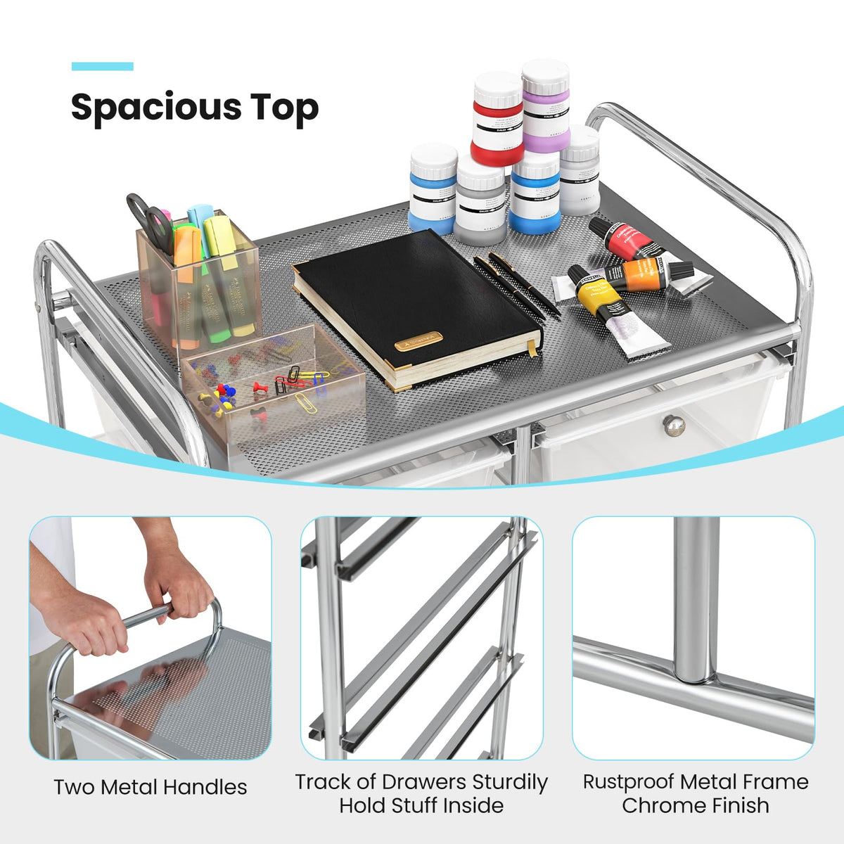 10 Drawer Rolling Storage Cart with Metal Frame Q9158