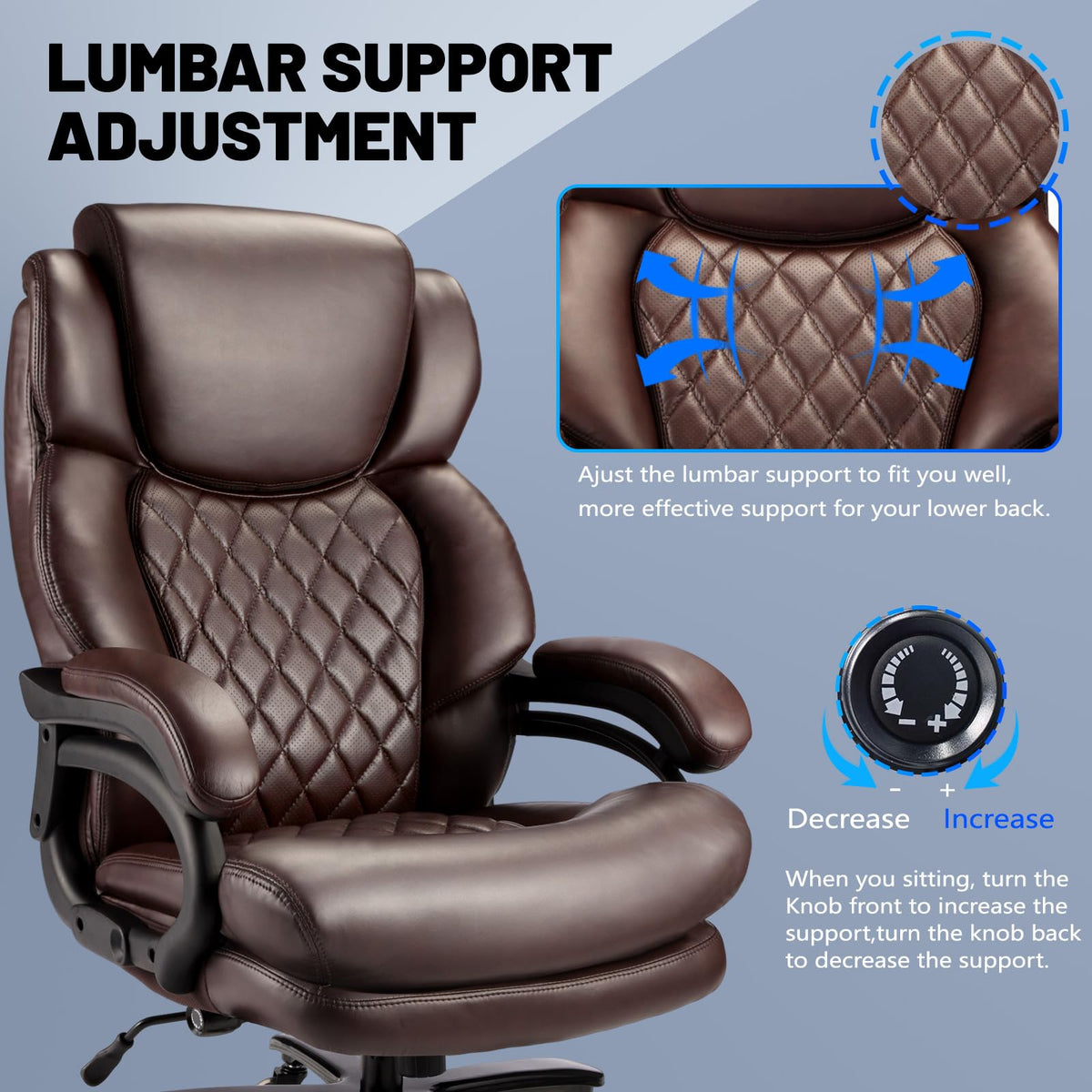 Big and Tall Office Chair with Adjustable Headrest H7304