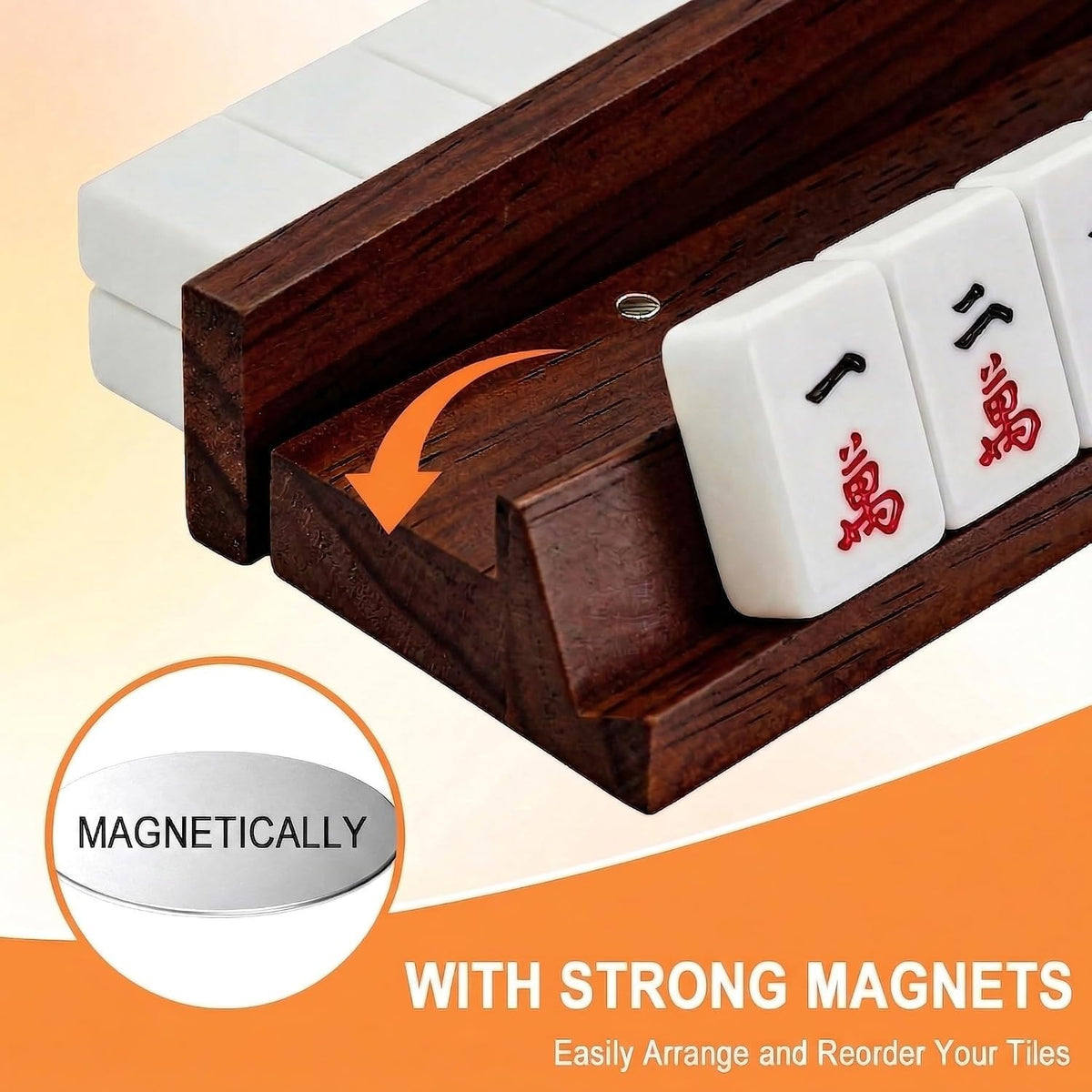 Wooden Mahjong Racks with Pushers Set of 4 X500632