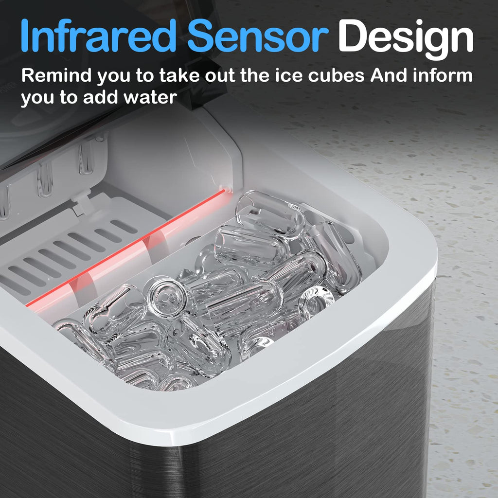 Black Countertop Ice Maker with Scoop and Basket P881