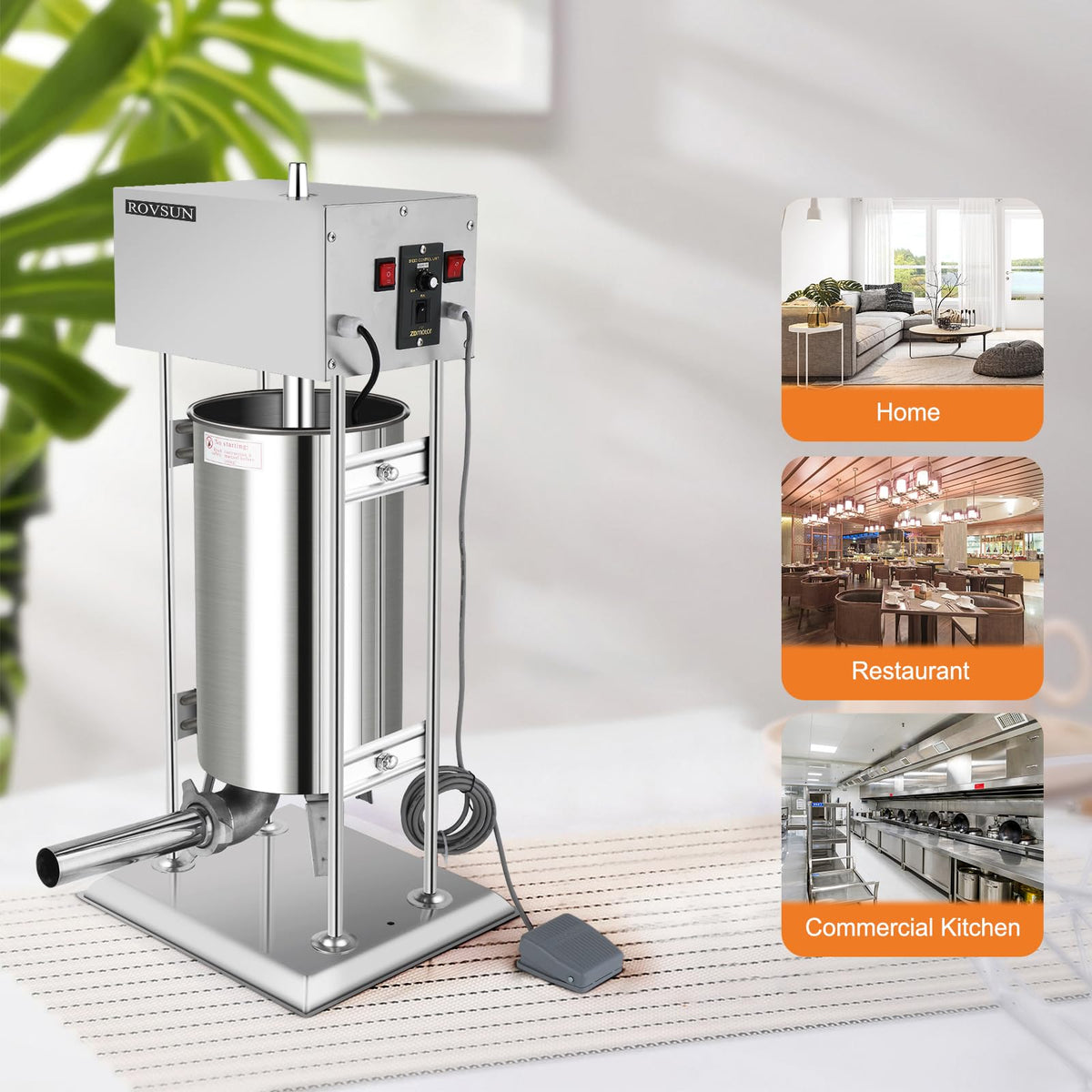 15L Electric Stainless Steel Sausage Stuffer with 5 Stuffing Tubes B1024