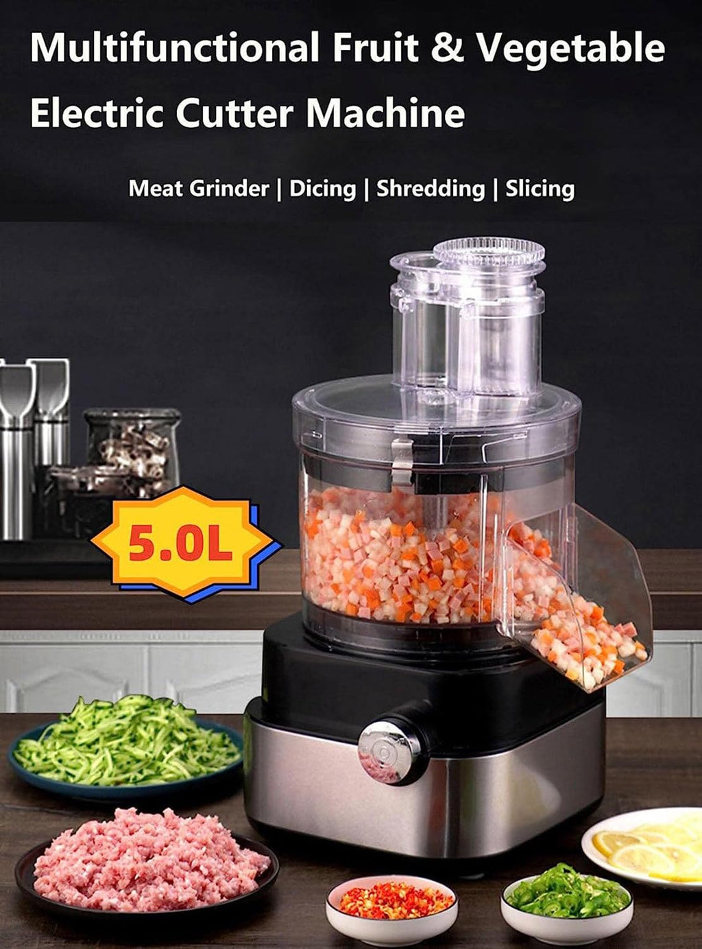 600W 4 in 1 Electric Vegetable Dicer with Dicing Molds D510