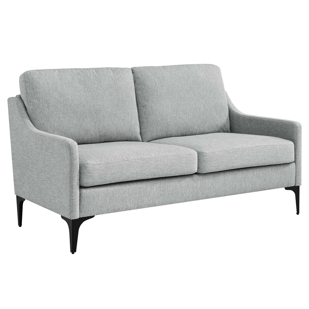 Light Gray Upholstered Fabric Loveseat S1651