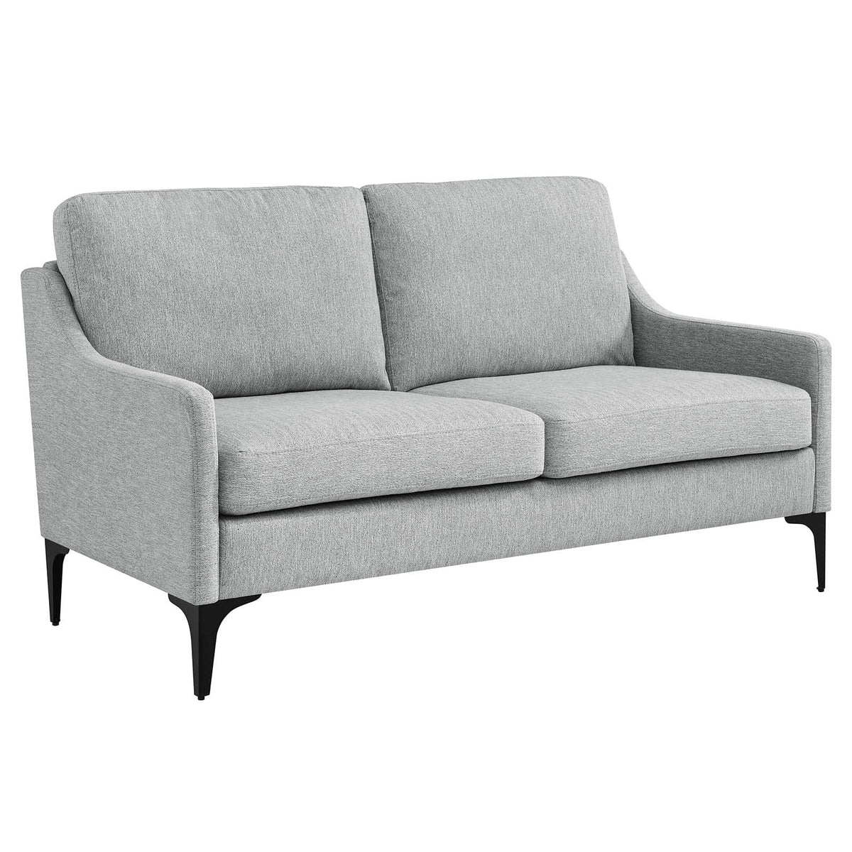 Light Gray Upholstered Fabric Loveseat S1651