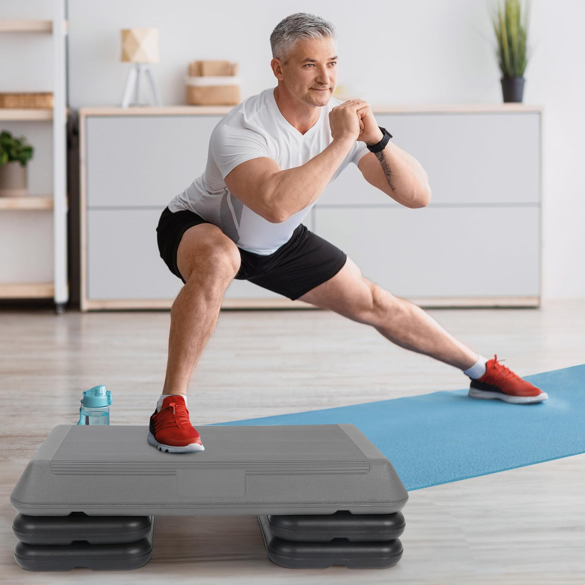 28.5'' Adjustable Exercise Step Platform with 4 Stackable Risers Q146048