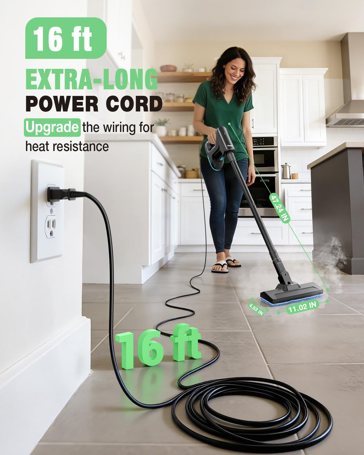 14-in-1 Lightweight Detachable Handheld Steam Mop Black M627953