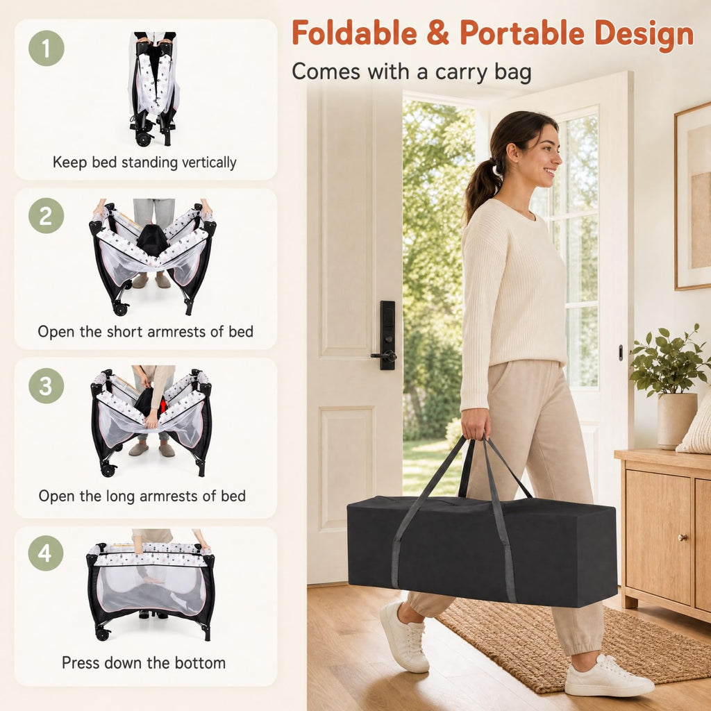4 in 1 Portable Baby Playard with Bassinet and Changing Table S70052