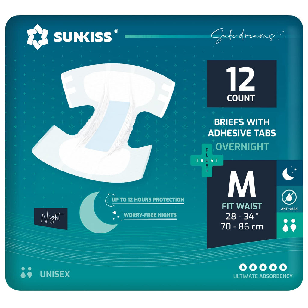 Adult Diapers Medium 12 Count & Booster Pads 26 Count Bundle V560126