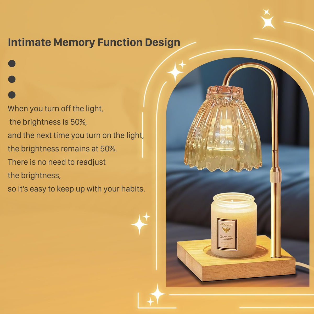 Dual Bulbs Dimmable Adjustable Height Candle Warmer N335017