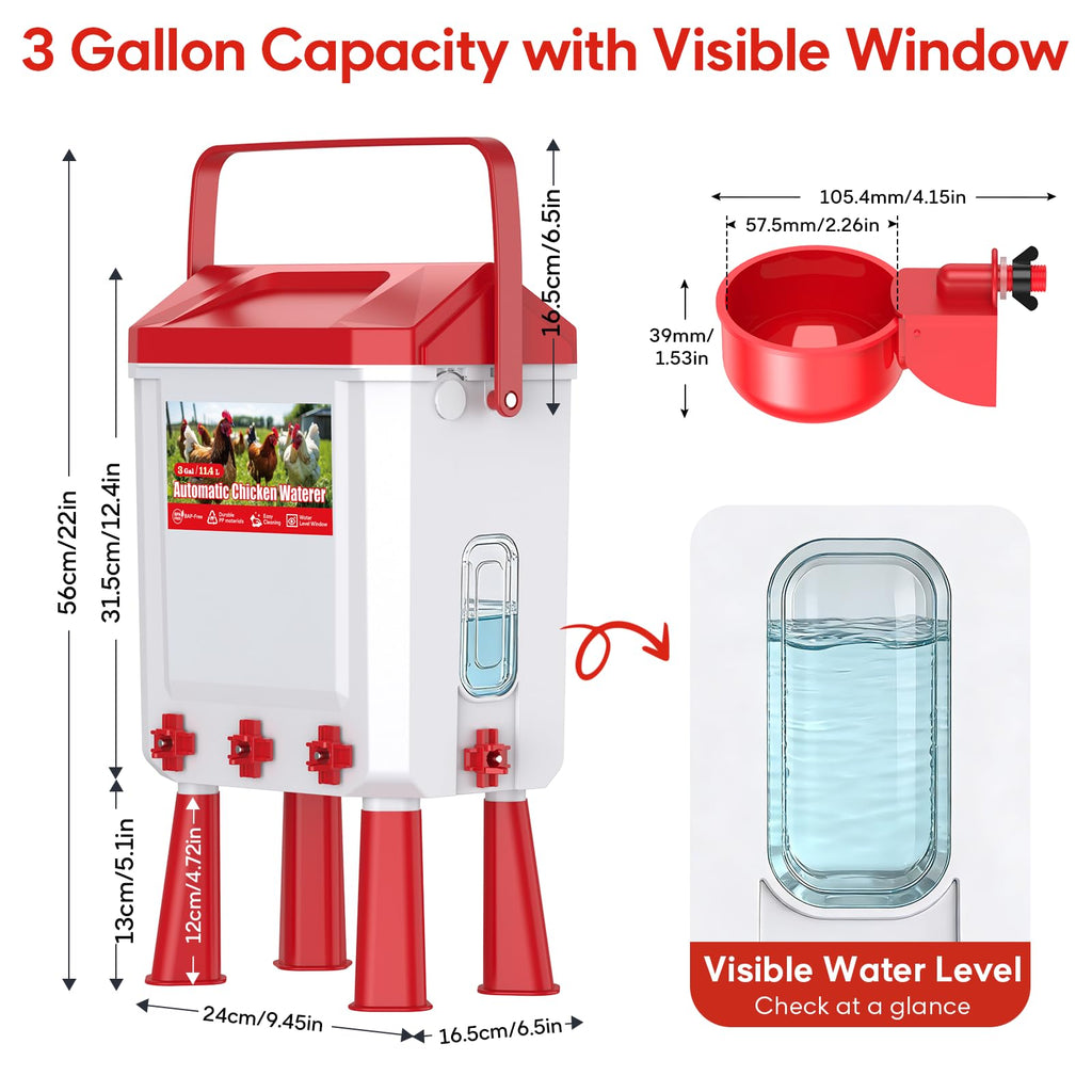 Automatic Chicken Waterer with Float Valve, 3 Gallons O478