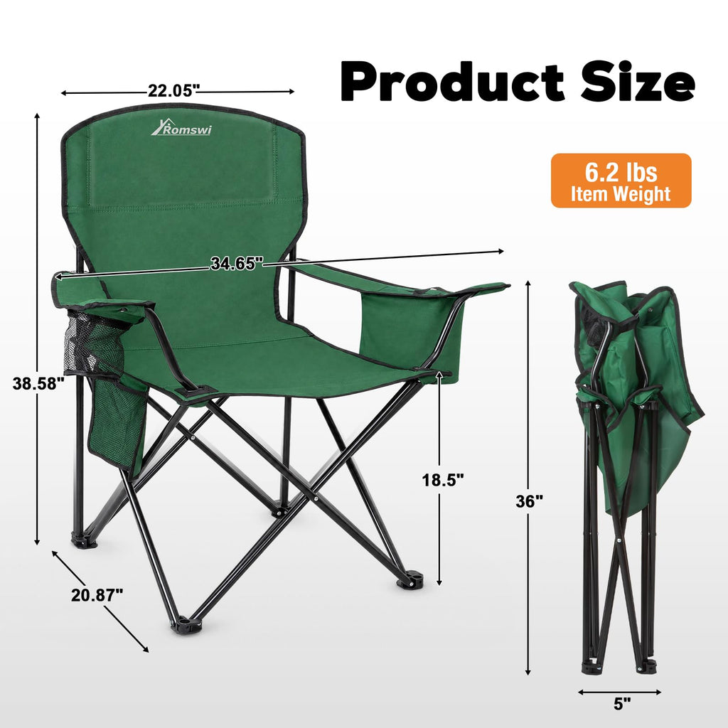 2 Pack Heavy Duty Folding Camping Chair with Cooler Bag K9754