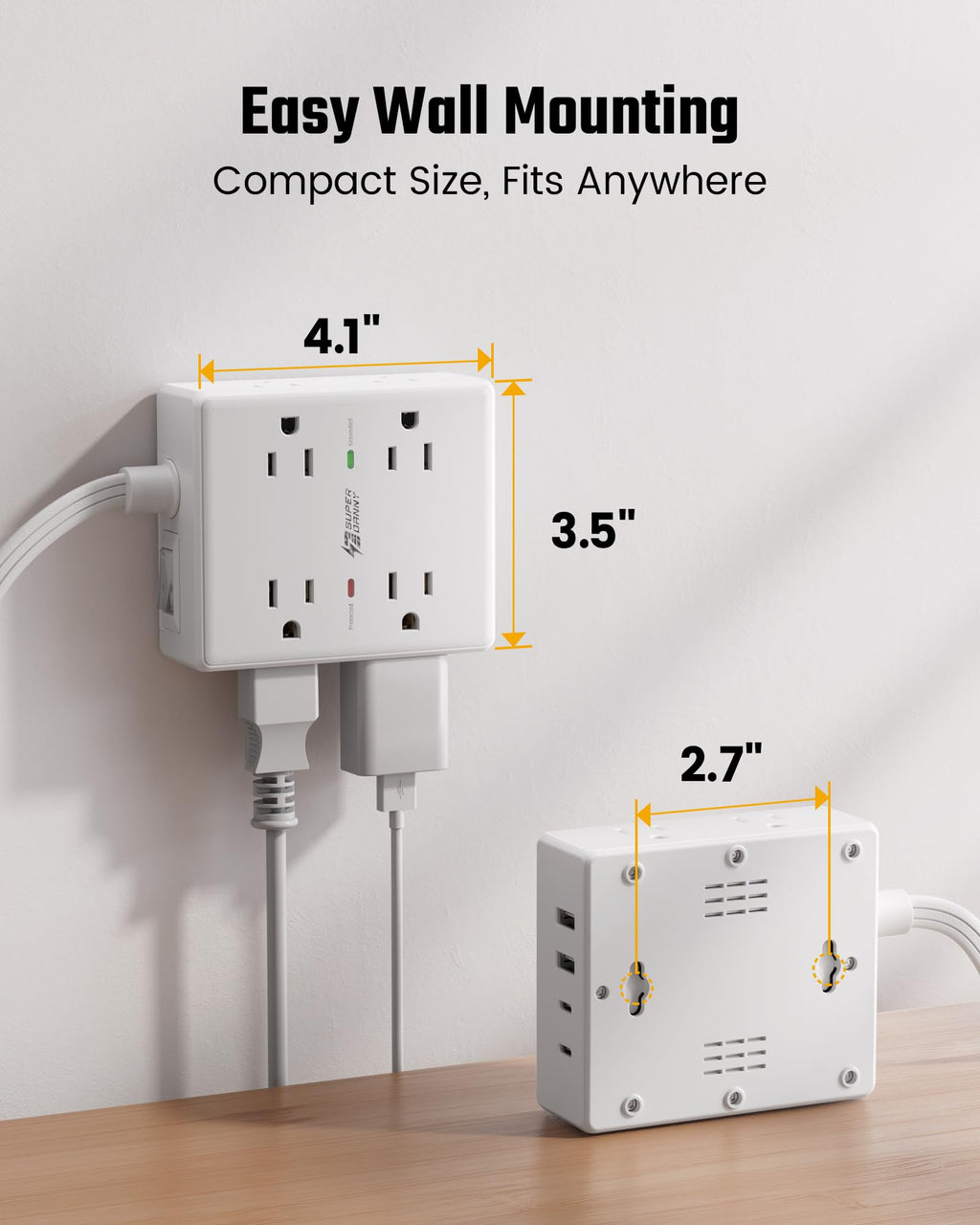Flat Plug Surge Protector Power Strip M66765