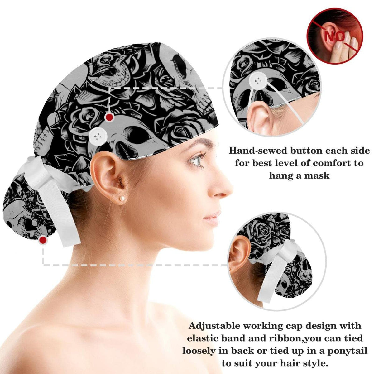 Lace-Up Hat with Scrunchies One Size N2516