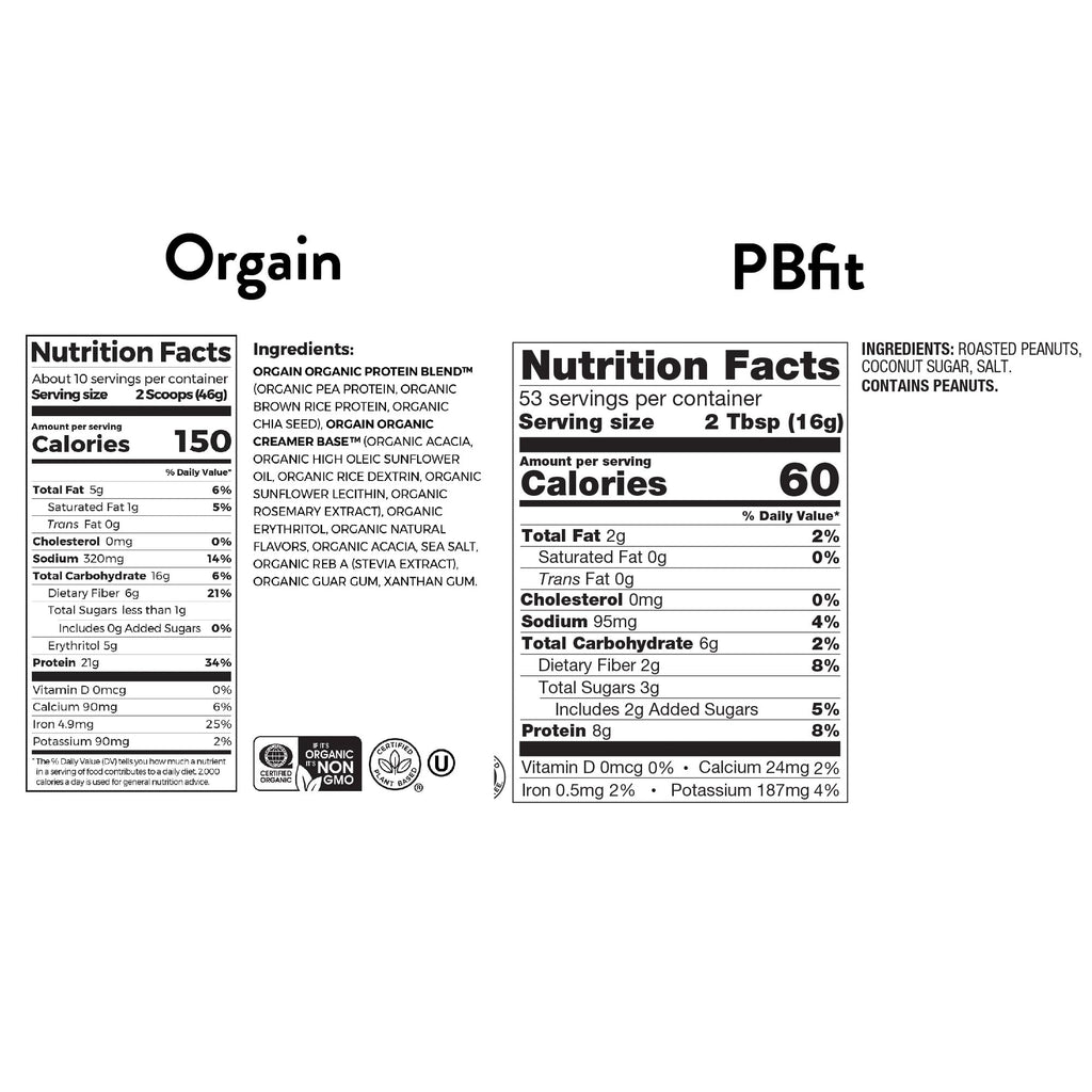 Organic Vegan Protein Powder, Chocolate Fudge 2 lbs + Original 30 oz P4748