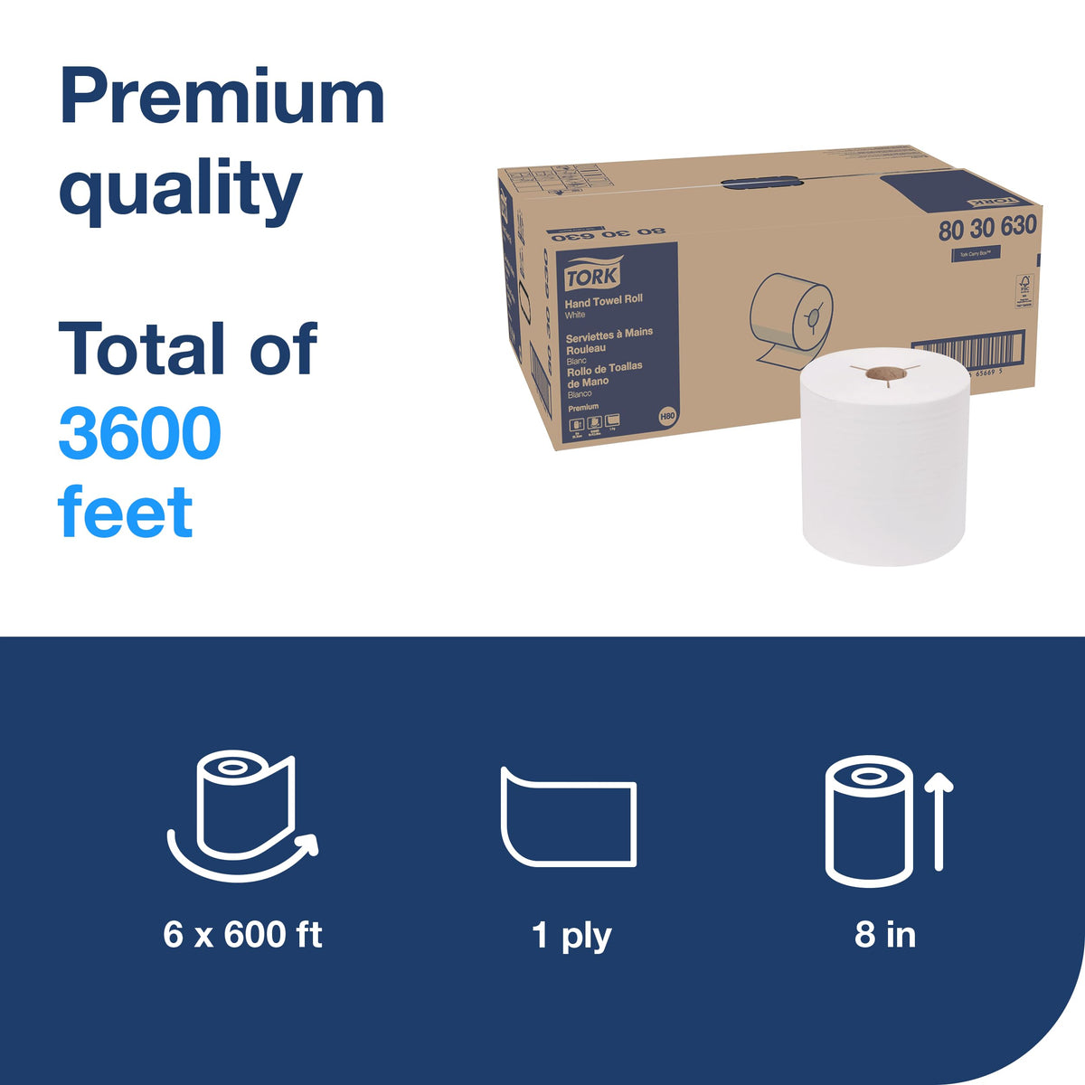White Roll Hand Towel 6 Rolls A9706
