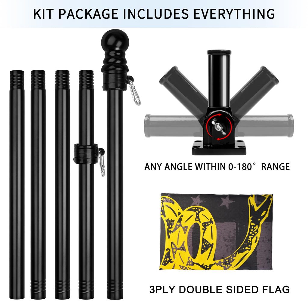 6ft Stainless Steel Spinning Flag Pole with 3x5 ft Double Sided Flag J9496