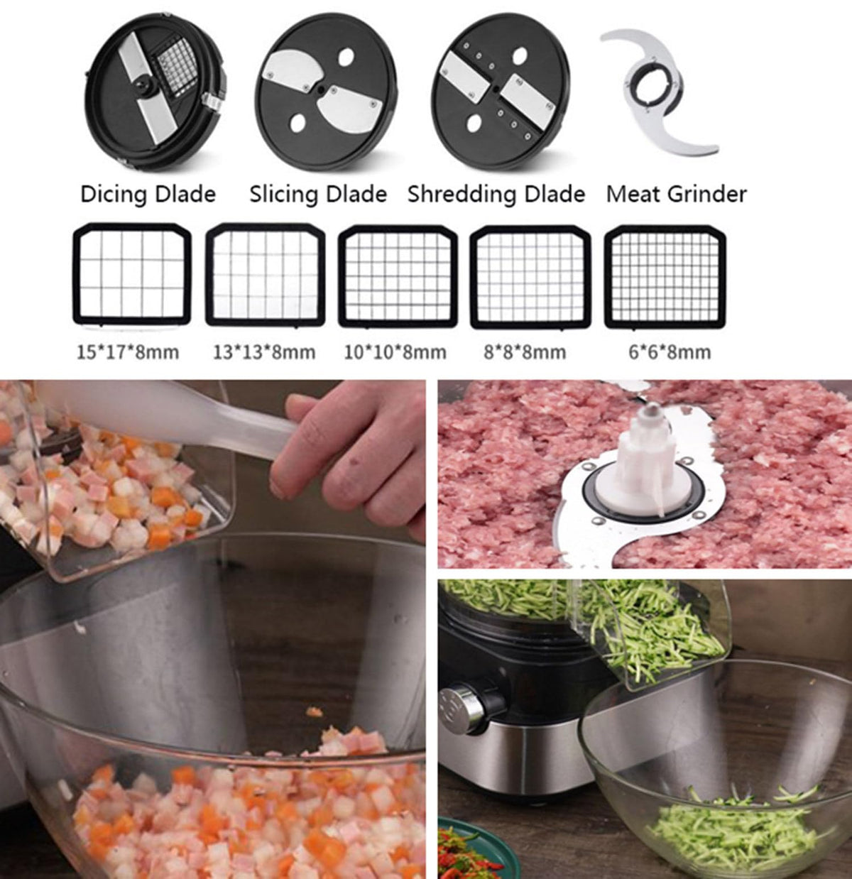 600W 4 in 1 Electric Vegetable Dicer with Dicing Molds D510