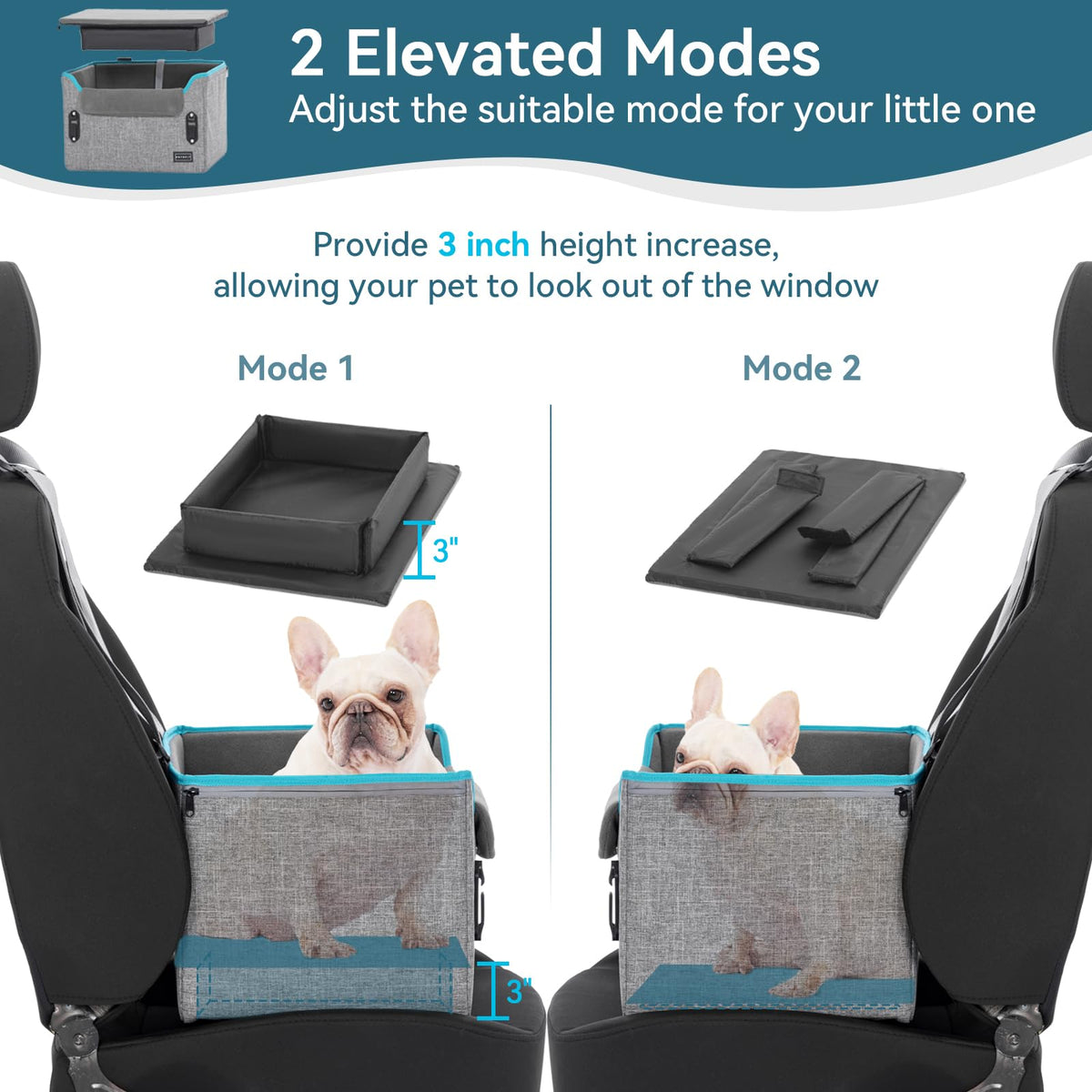 Foldable Dog Booster Car Seat with Safety Tether E7302