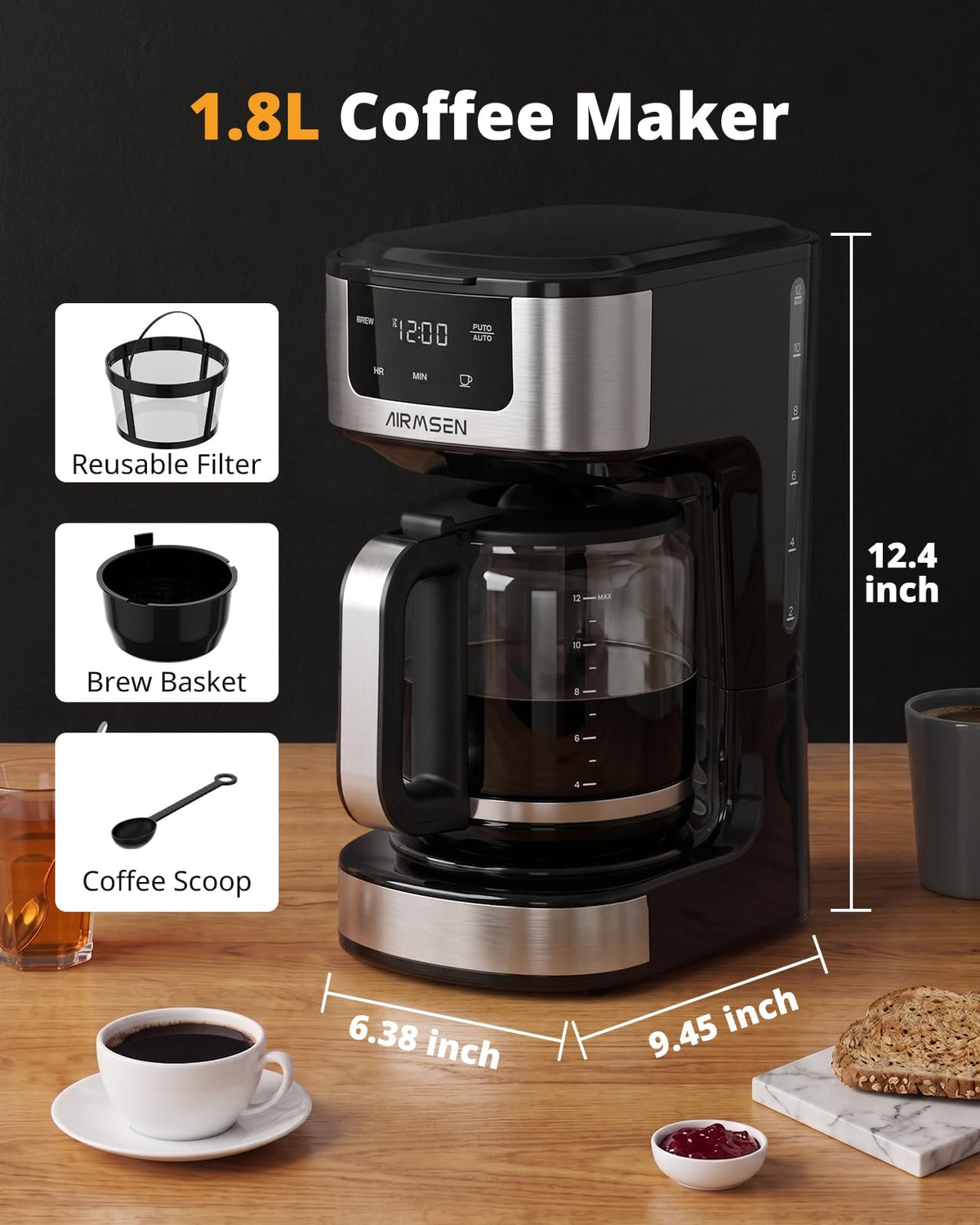 12-Cup Programmable Drip Coffee Maker D495