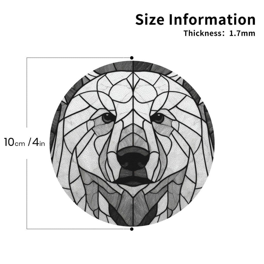 Black and White Bear Leather Coasters Set of 4 W8780