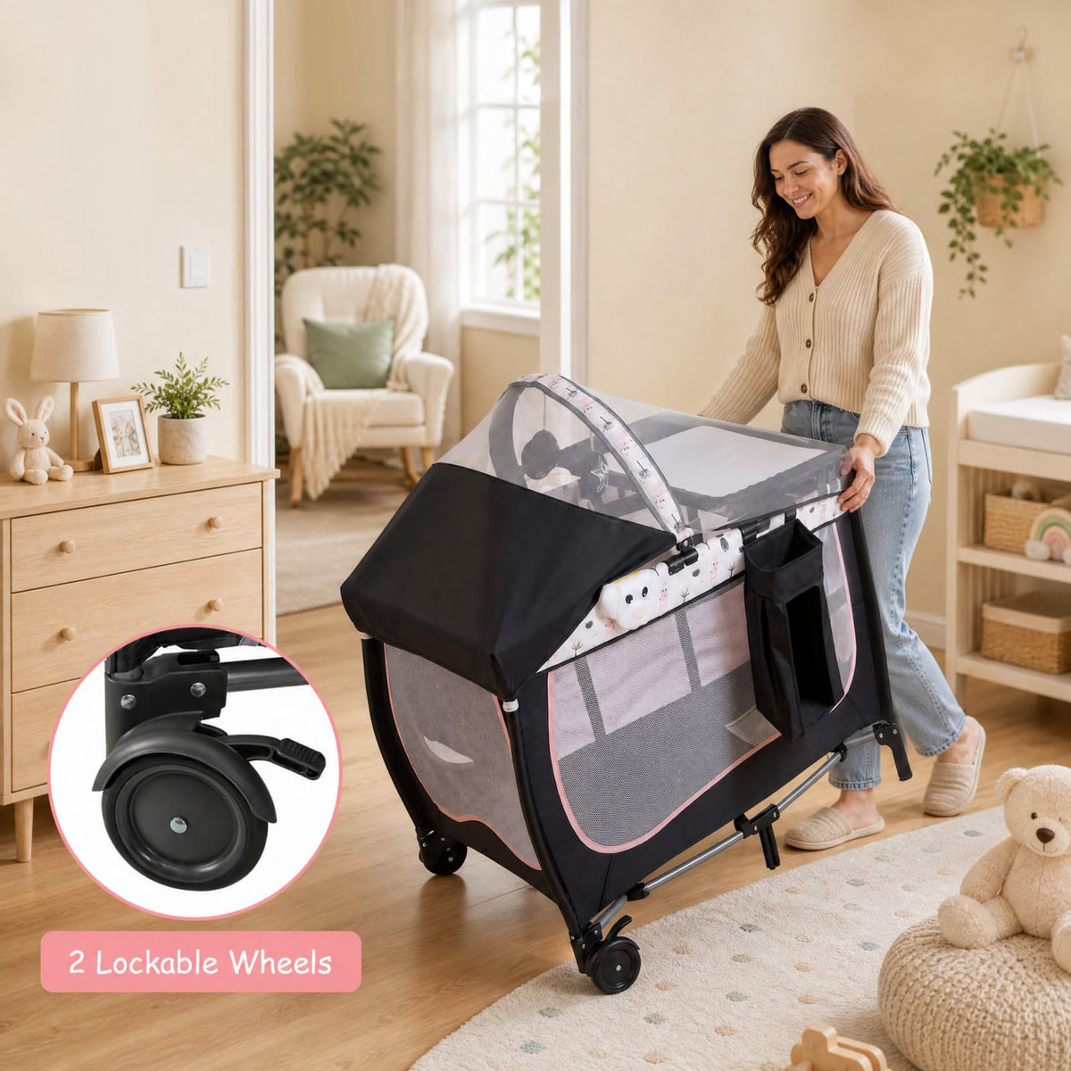 4 in 1 Portable Baby Playard with Bassinet and Changing Table S70052
