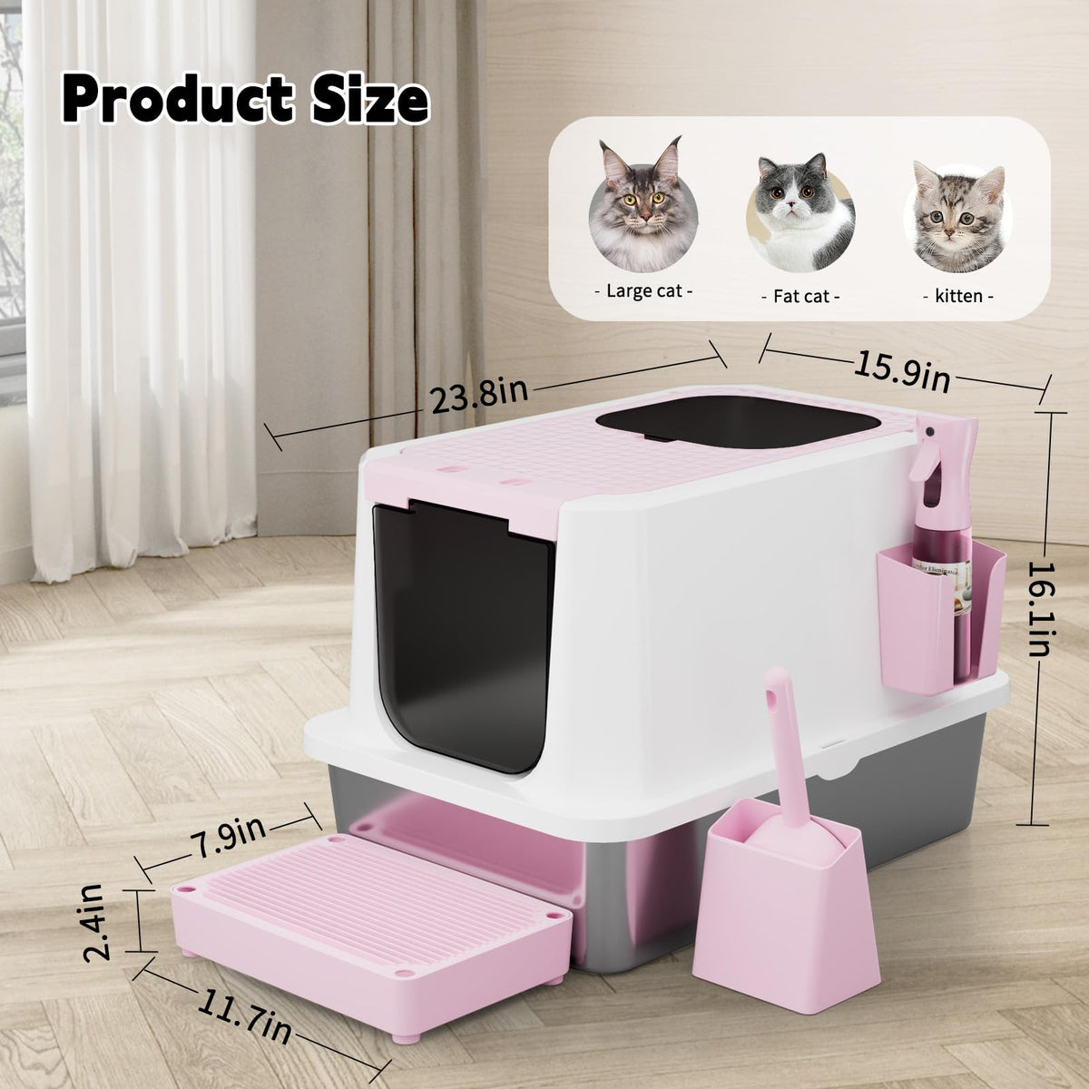 Stainless Enclosed High-Sided Covered Litter Box K651250