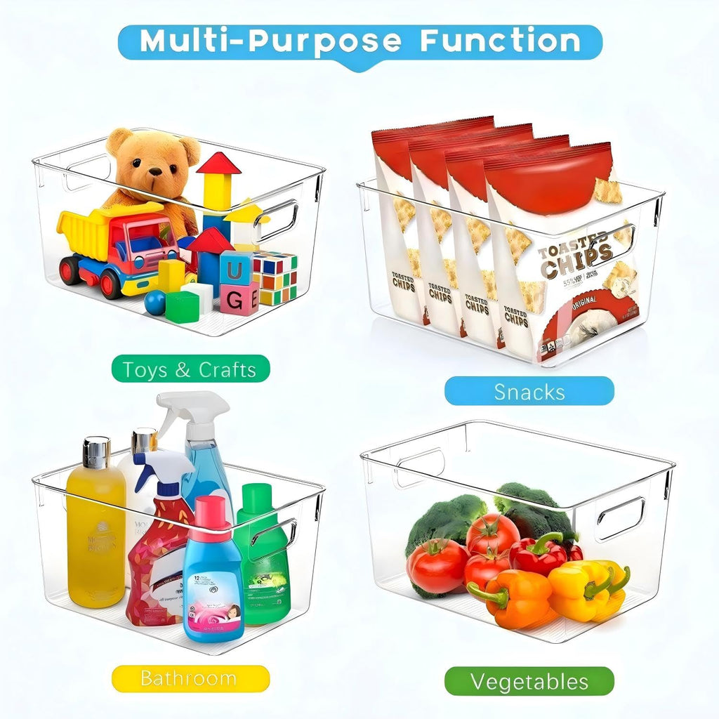 Set of 8 Clear Plastic Stackable Storage Bins A115