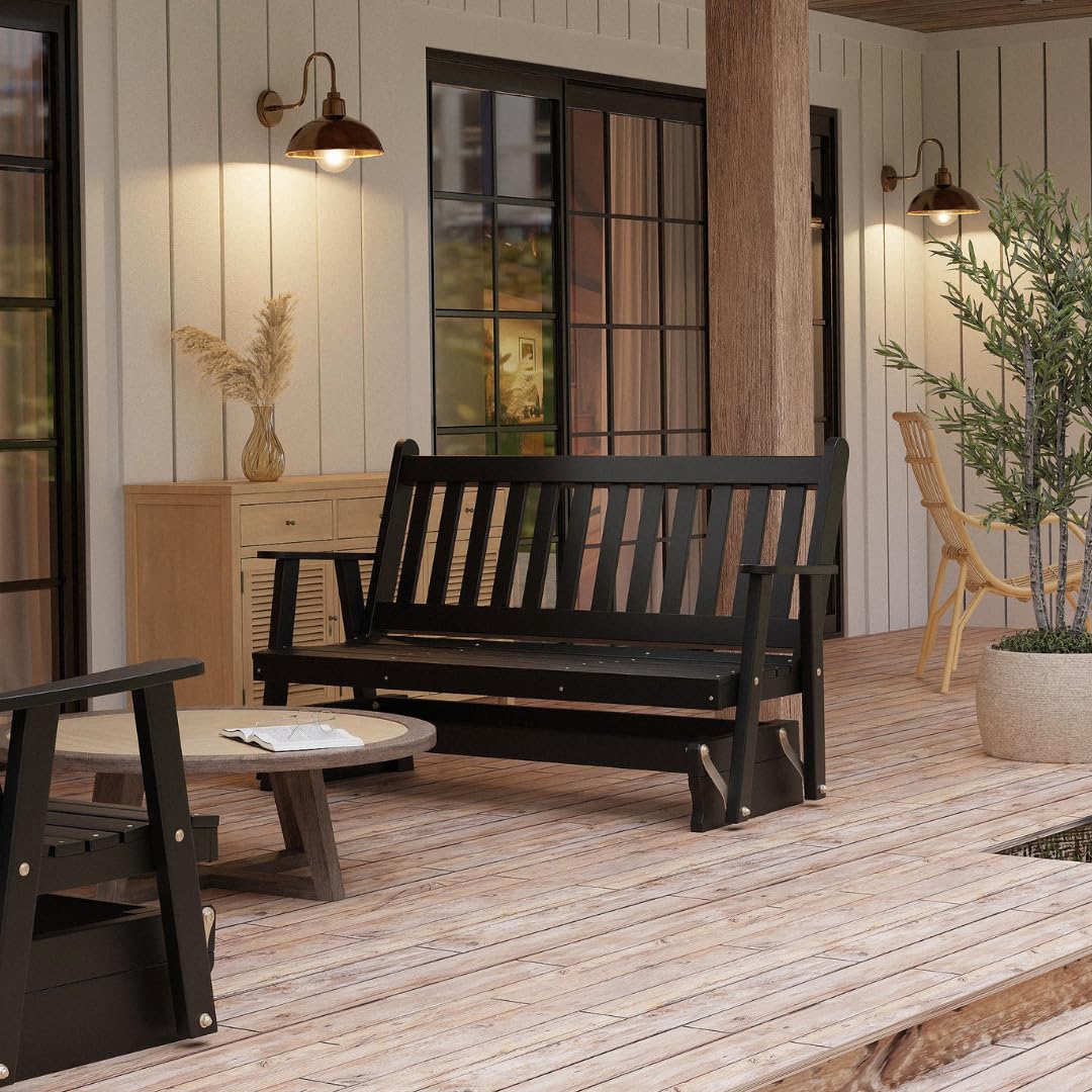 Black 4 Foot Wooden Porch Glider W6496
