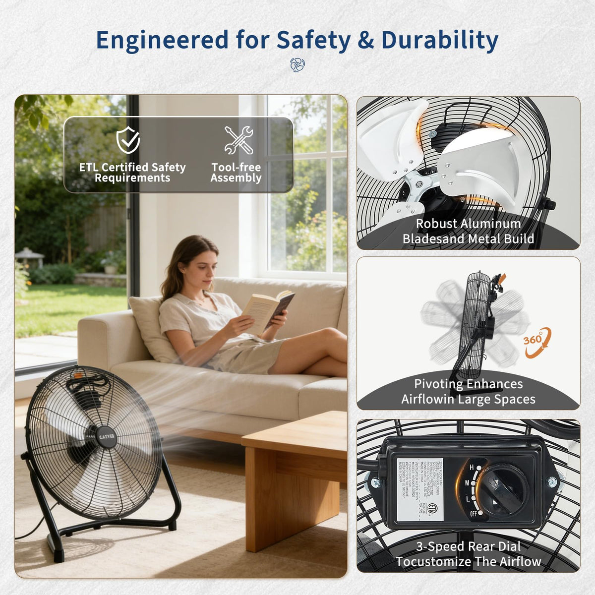20'' 3000CFM Metal Floor Fan I943