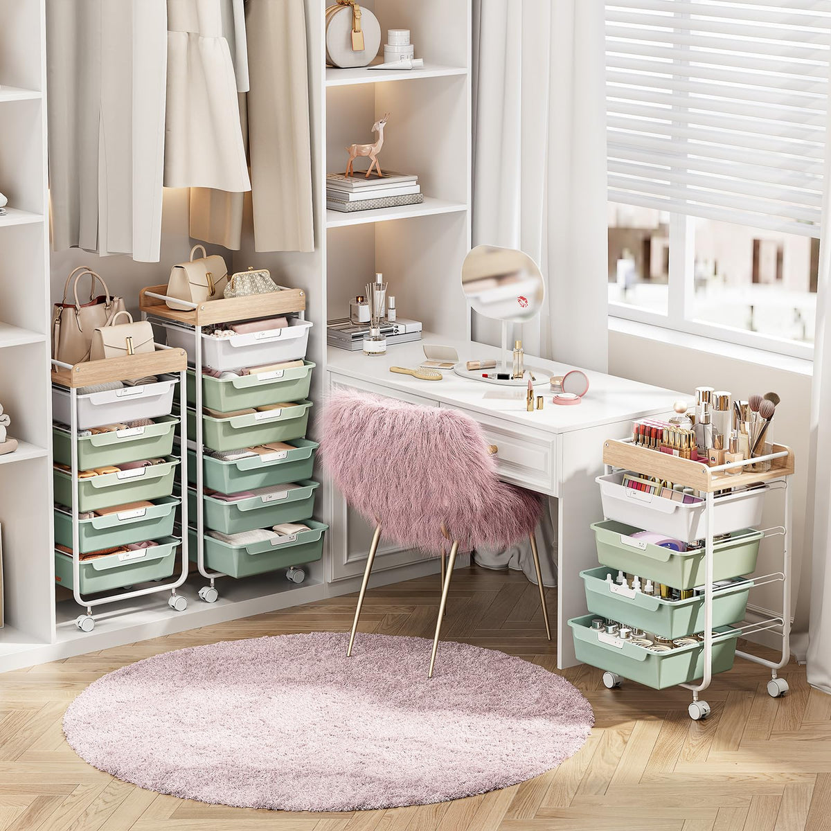 Green Utility Cart with 6 Drawers K292285