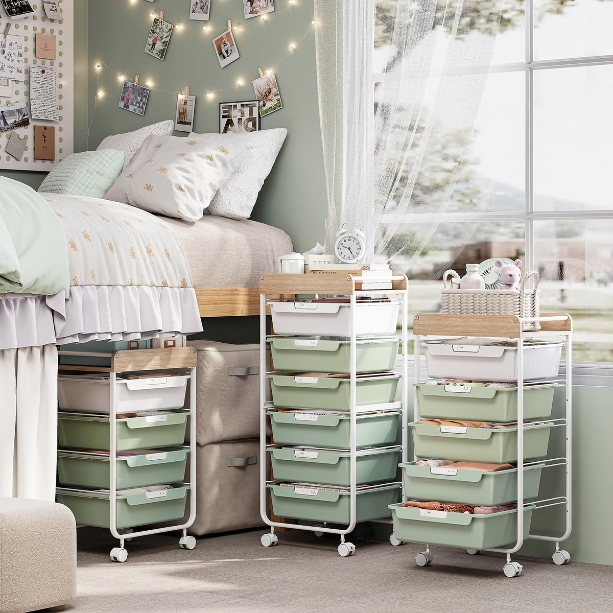 Green Utility Cart with 6 Drawers K292285