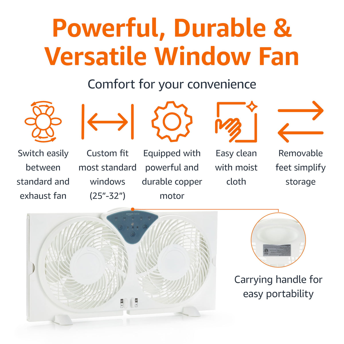 Twin Window Fan with Reversible Airflow, 3 Speeds, White M299