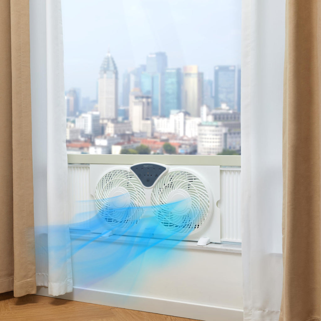 Twin Window Fan with Reversible Airflow, 3 Speeds, White M299