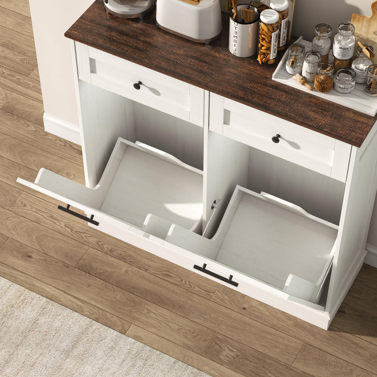 13 Gallon Double Tilt-Out Trash Can Cabinet Z14519