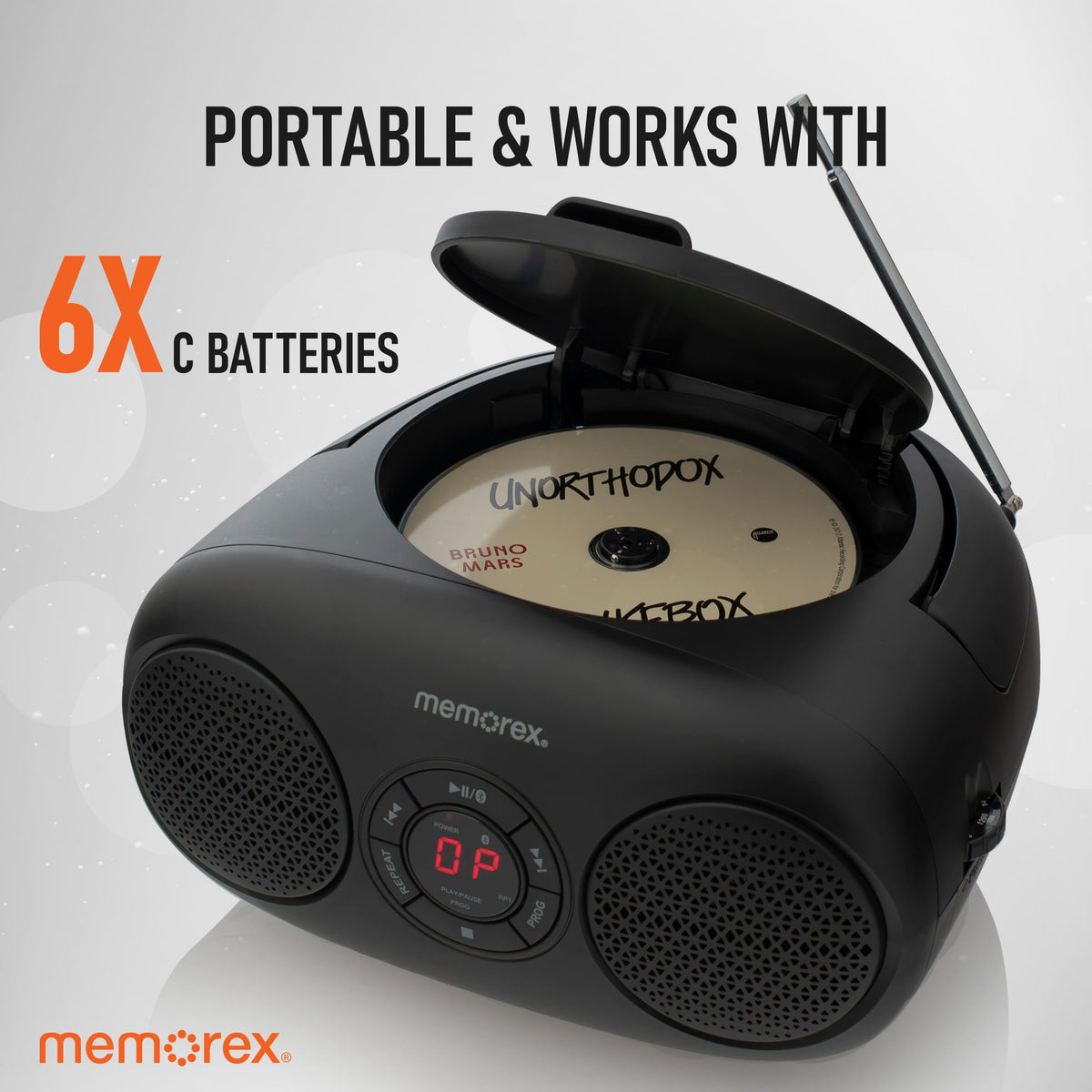 AM/FM Top Loading CD Player Portable Stereo with Auxiliary Input and LED Display L8479