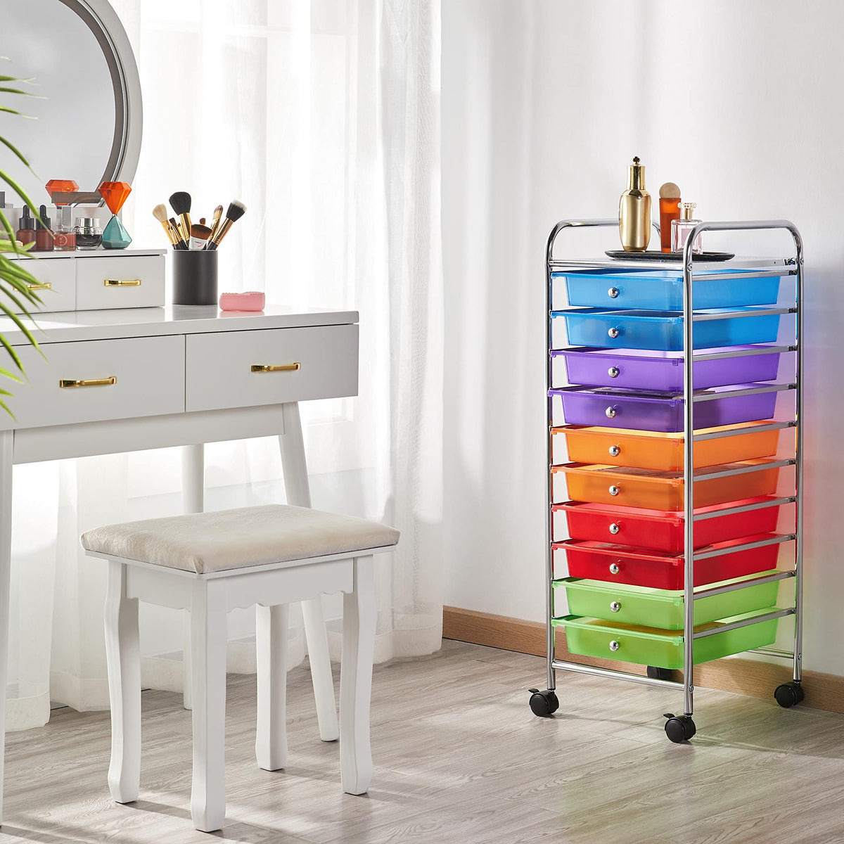 10 Drawer Rolling Cart with Locking Wheels Q8963