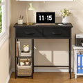Black Small Writing Desk with 2 Drawers and Storage Shelf J355