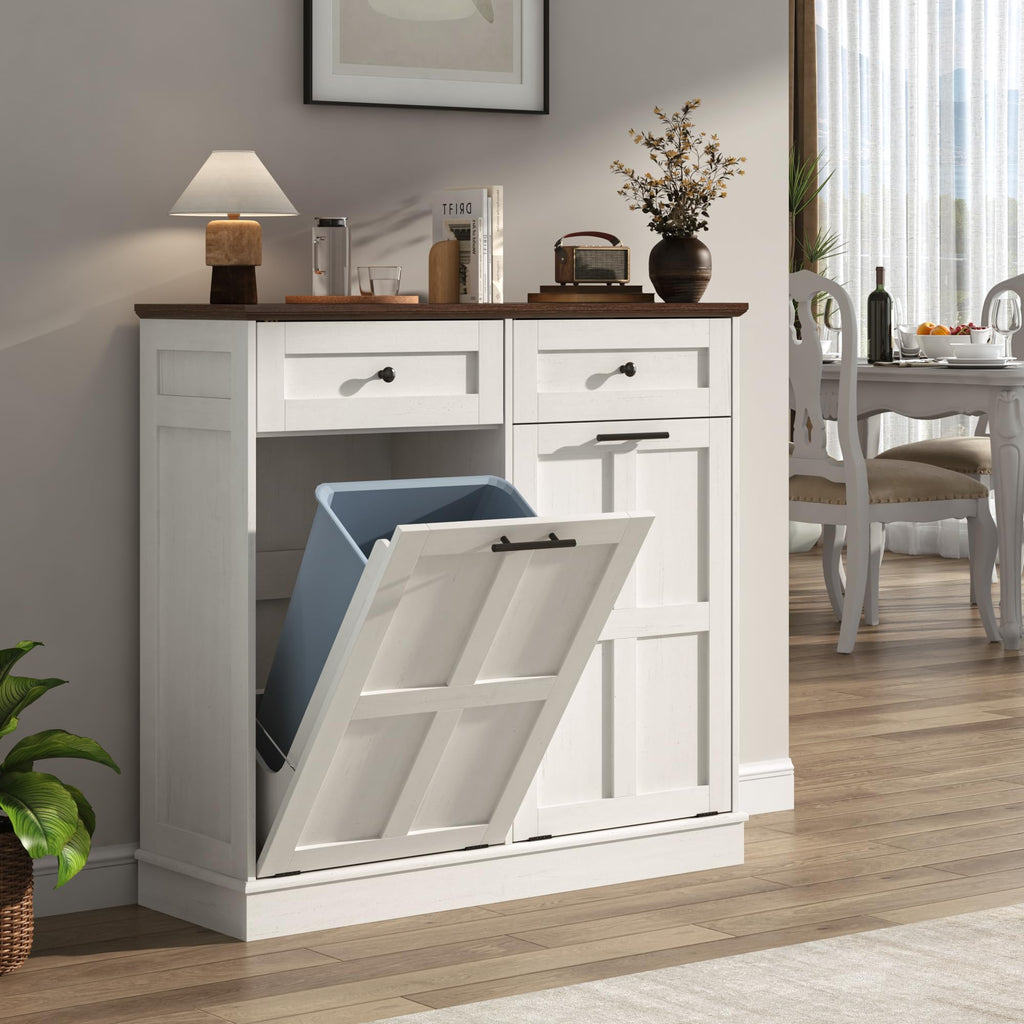13 Gallon Double Tilt-Out Trash Can Cabinet Z14519