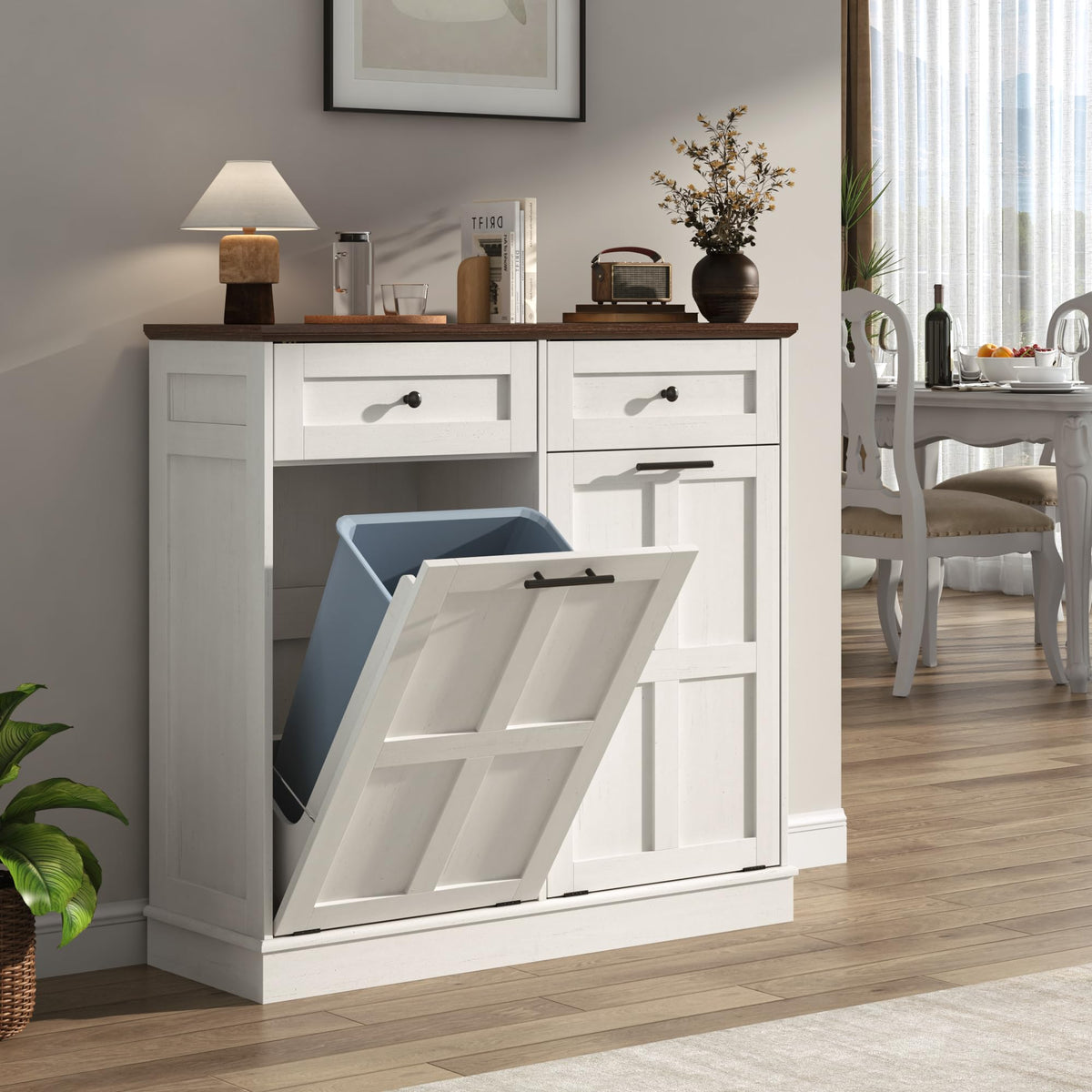 13 Gallon Double Tilt-Out Trash Can Cabinet Z14519