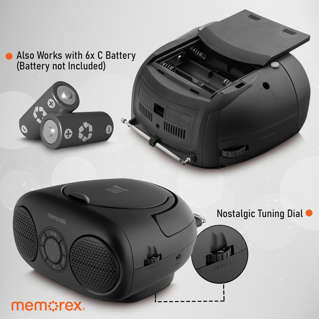 AM/FM Top Loading CD Player Portable Stereo with Auxiliary Input and LED Display L8479