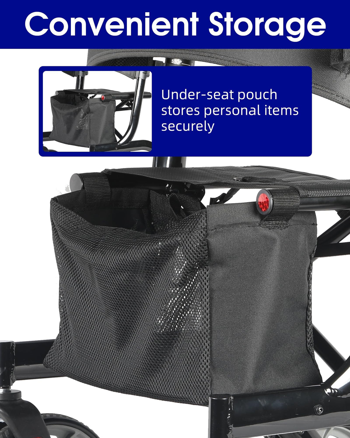 Foldable Rollator Walker with Seat, 19 lbs Lightweight, 10-Inch Wheels S57728