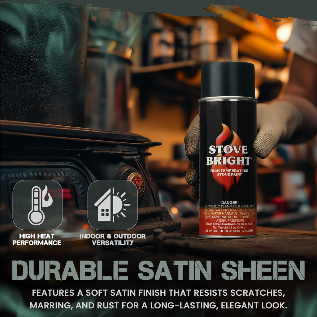 High Heat Resistant Satin Charcoal Black Spray Paint 12oz Can G962349