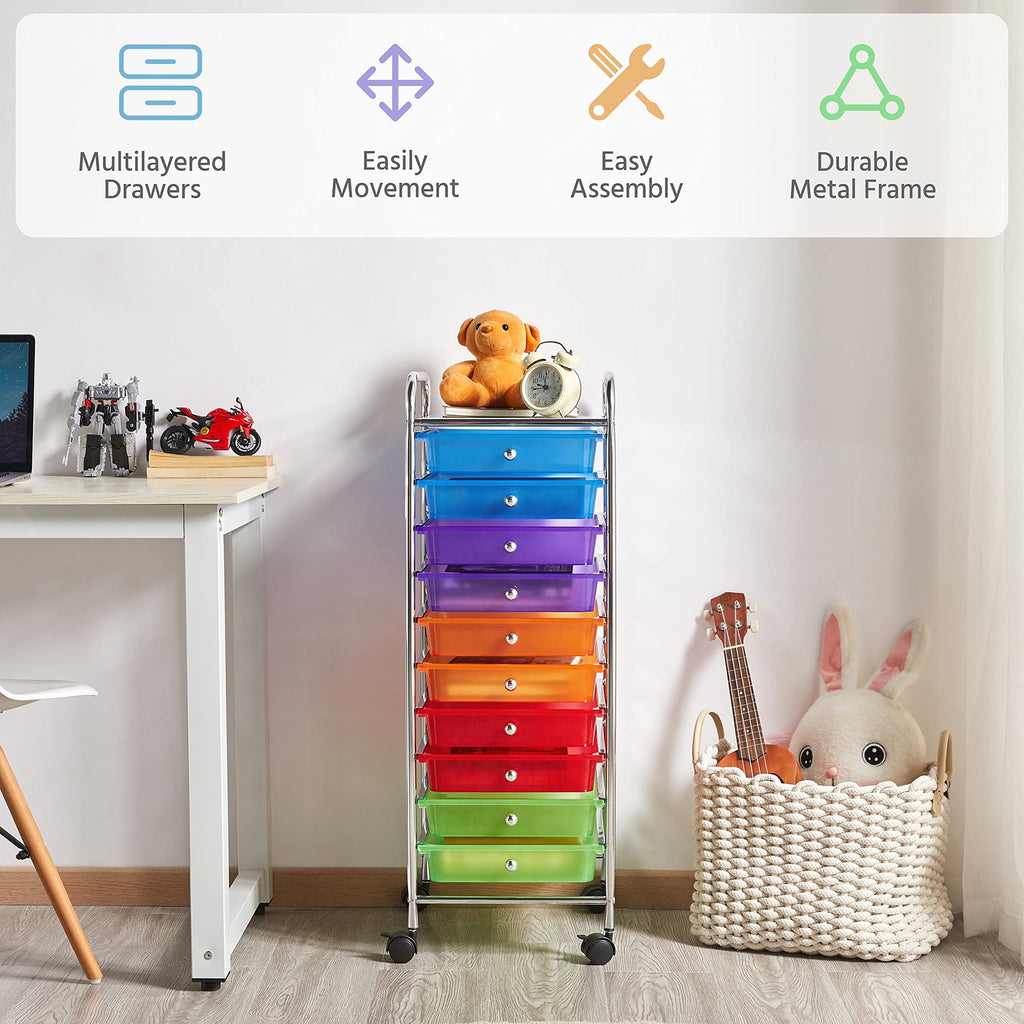 10 Drawer Rolling Cart with Locking Wheels Q8963
