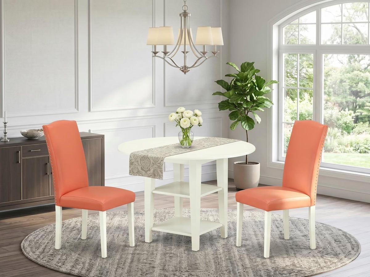 3 Piece Dining Table Set with 2 Faux Leather Chairs T525