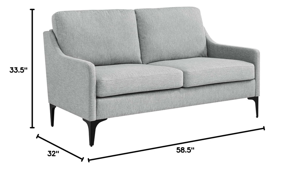 Light Gray Upholstered Fabric Loveseat S1651