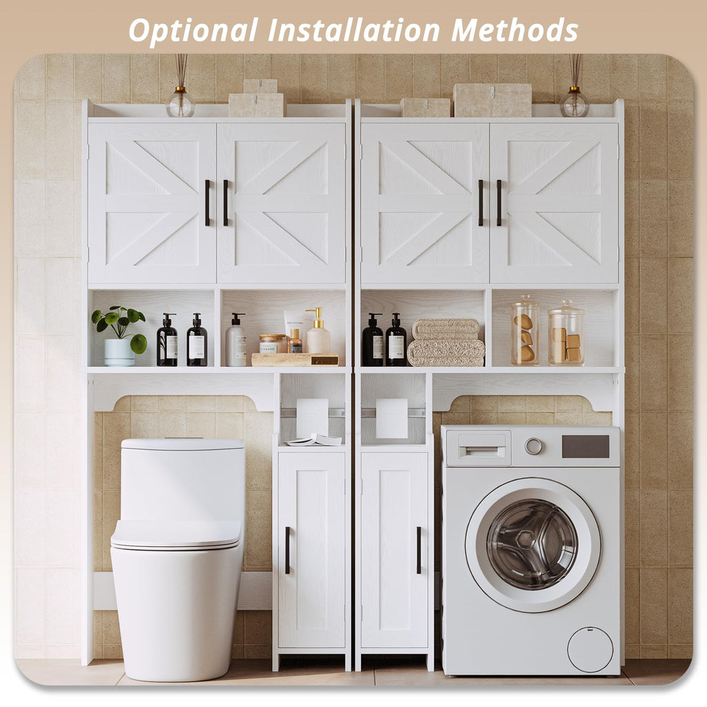 White Over The Toilet Storage Cabinet with Adjustable Shelves U2922