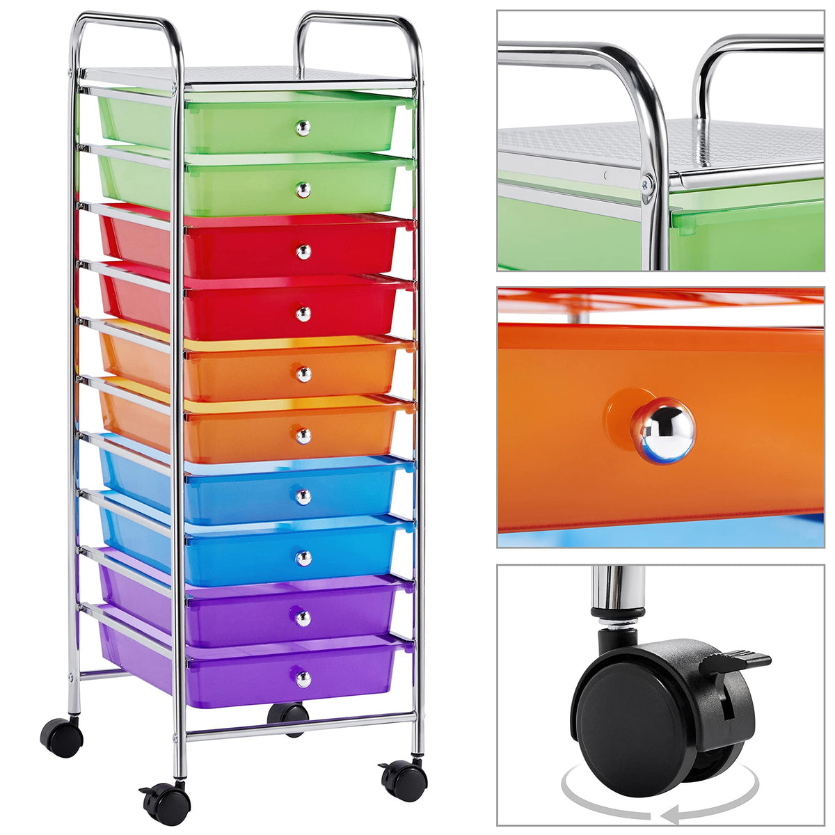 10 Drawer Rolling Cart with Locking Wheels Q8963